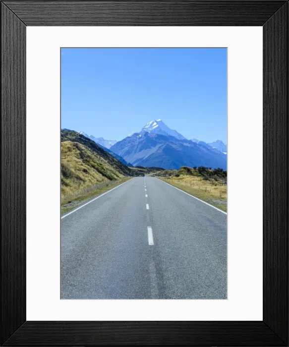Framed Print : Road leading to Mount Cook National Park, South Island, New Zealand, Pacific