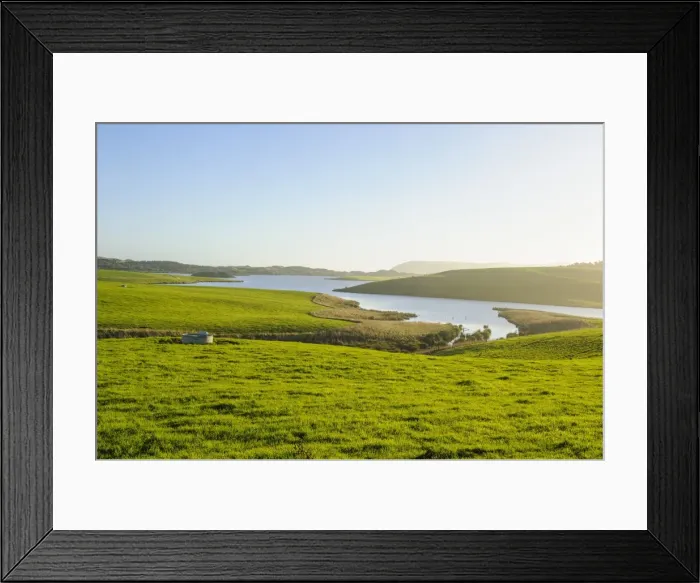 Framed Print : Little lake in green fields, the Catlins, South Island, New Zealand, Pacific Framed Print : Little lake in green fields, the Catlins, South Island, New Zealand, Pacific