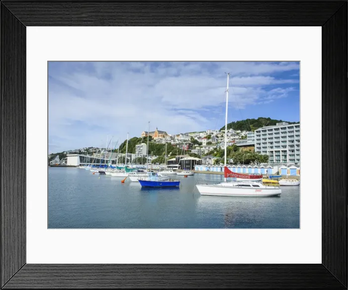 Framed Print : Little boats in the harbour of Wellington, North Island, New Zealand, Pacific Framed Print : Little boats in the harbour of Wellington, North Island, New Zealand, Pacific