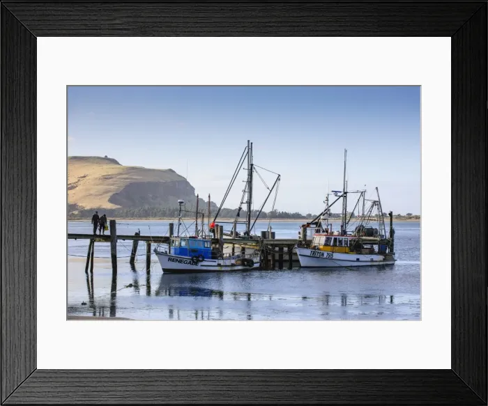Framed Print : Fishing boats on the Otago peninsula, South Island, New Zealand, Pacific Framed Print : Fishing boats on the Otago peninsula, South Island, New Zealand, Pacific