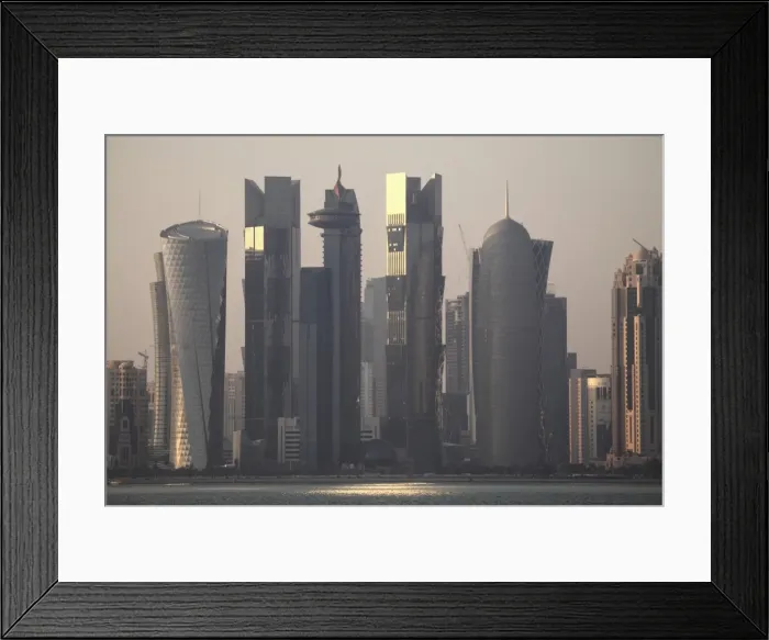Framed Print : Modern skyscrapers in the West Bay financial district of Doha, Qatar, Middle East Framed Print : Modern skyscrapers in the West Bay financial district of Doha, Qatar, Middle East