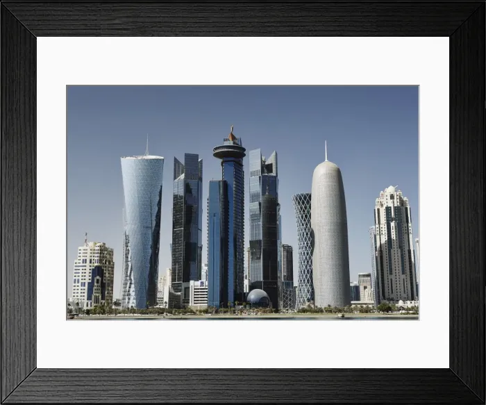 Framed Print : Downtown Doha with its impressive skyline of skyscrapers, Doha, Qatar, Middle East Framed Print : Downtown Doha with its impressive skyline of skyscrapers, Doha, Qatar, Middle East