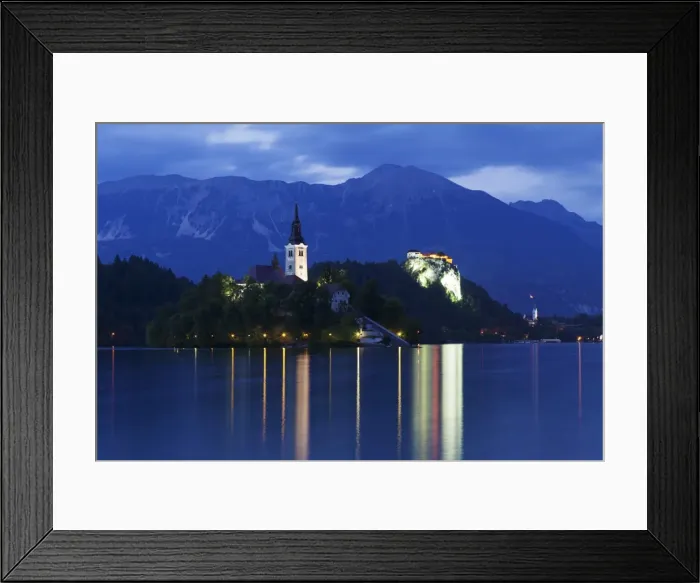 Framed Print : Blejski Otok Island with Santa Maria Church, Bled Castle, Lake Bled, Gorenjska, Julian Alps, Slovenia, Europe Framed Print : Blejski Otok Island with Santa Maria Church, Bled Castle, Lake Bled, Gorenjska, Julian Alps, Slovenia, Europe