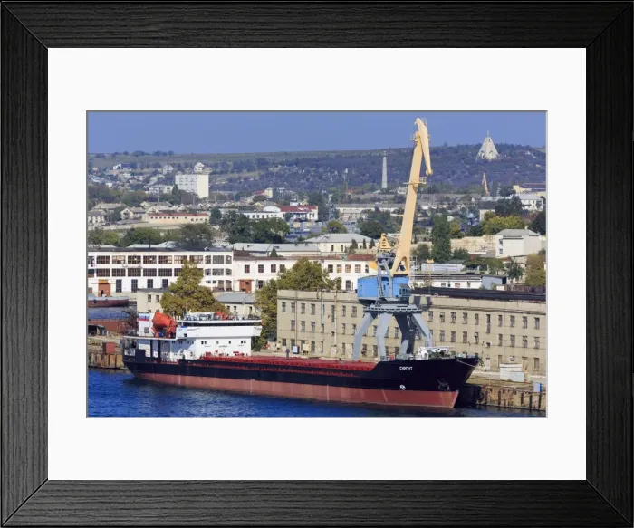 Framed Print : Cargo ship in South Harbour, Sevastopol, Crimea, Ukraine, Europe Framed Print : Cargo ship in South Harbour, Sevastopol, Crimea, Ukraine, Europe