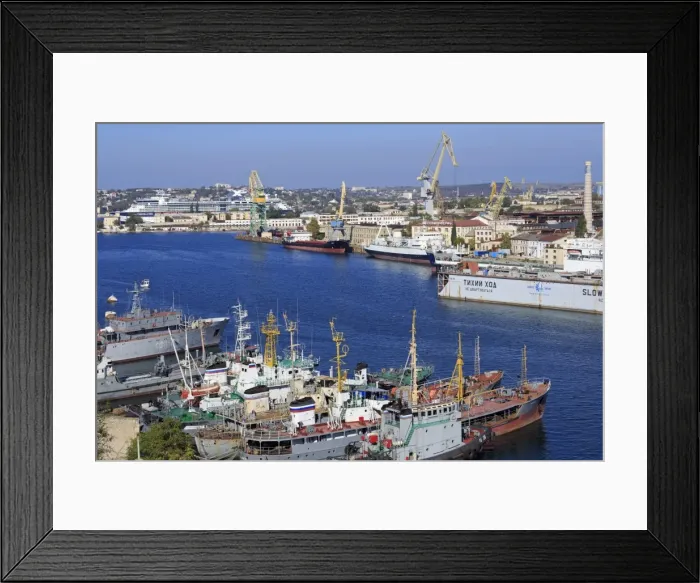 Framed Print : Black Sea Fleet in South Harbour, Sevastopol, Crimea, Ukraine, Europe