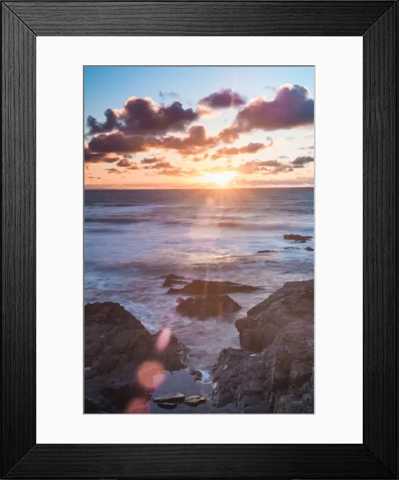 Framed Print : Rocky coast at Treyarnon Bay at sunset, Cornwall, England, United Kingdom, Europe Framed Print : Rocky coast at Treyarnon Bay at sunset, Cornwall, England, United Kingdom, Europe