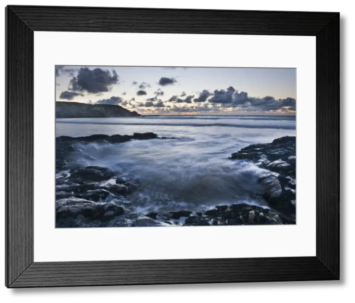 Framed Print : Rocky coast at Treyarnon Bay at sunset, Cornwall, England, United Kingdom, Europe Framed Print : Rocky coast at Treyarnon Bay at sunset, Cornwall, England, United Kingdom, Europe
