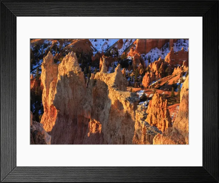 Framed Print : Rocks and hoodoos lit by strong dawn light in winter, Queens Garden Trail at Sunrise Point, Bryce Canyon National Park, Utah, United States of America, North America Framed Print : Rocks and hoodoos lit by strong dawn light in winter, Queens Garden Trail at Sunrise Point, Bryce Canyon National Park, Utah, United States of America, North America