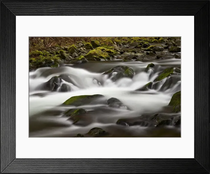 Framed Print : Cascades through moss-covered boulders, Olympic National Park, Washington State, United States of America, North America Framed Print : Cascades through moss-covered boulders, Olympic National Park, Washington State, United States of America, North America