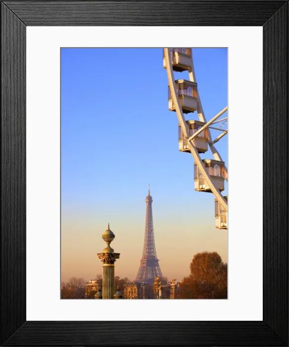 Framed Print : Eiffel Tower From Place de La Concorde with Big Wheel in foreground, Paris, France, Europe Framed Print : Eiffel Tower From Place de La Concorde with Big Wheel in foreground, Paris, France, Europe