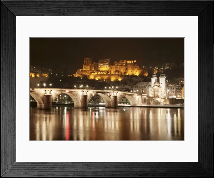Framed Print : View over the Neckar River to Karl Theodor Bridge, Stadttor gate and castle in winter, Heidelberg, Baden Wurttemberg, Germany, Europe Framed Print : View over the Neckar River to Karl Theodor Bridge, Stadttor gate and castle in winter, Heidelberg, Baden Wurttemberg, Germany, Europe