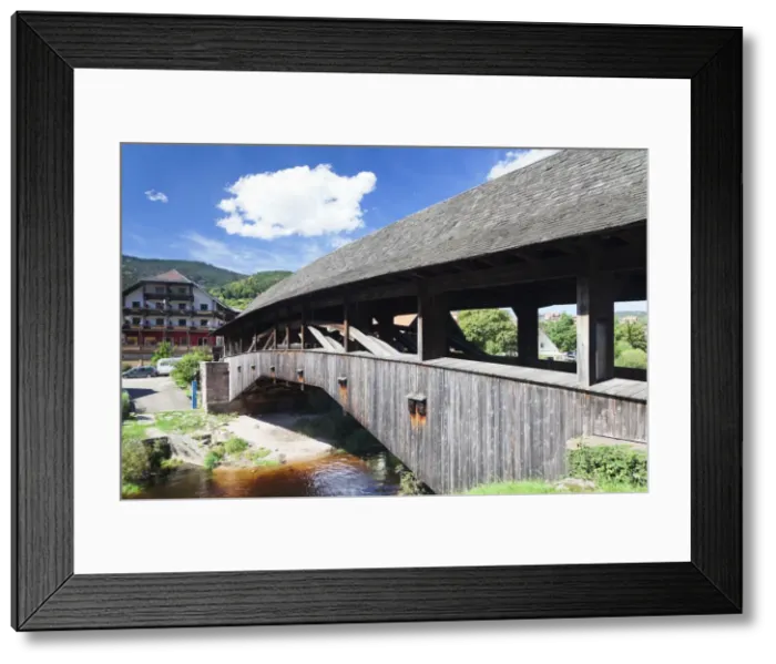 Framed Print : Historical wooden bridge, Forbach, Murgtal Valley, Black Forest, Baden Wurttemberg, Germany, Europe Framed Print : Historical wooden bridge, Forbach, Murgtal Valley, Black Forest, Baden Wurttemberg, Germany, Europe