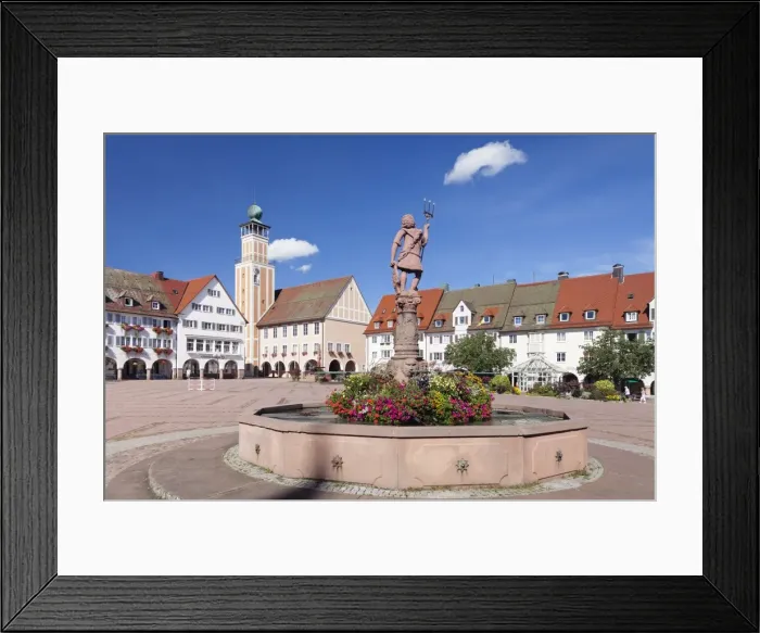 Framed Print : Neptun Fountain, Town Hall, market place, Freudenstadt, Black Forest, Baden Wurttemberg, Germany, Europe Framed Print : Neptun Fountain, Town Hall, market place, Freudenstadt, Black Forest, Baden Wurttemberg, Germany, Europe