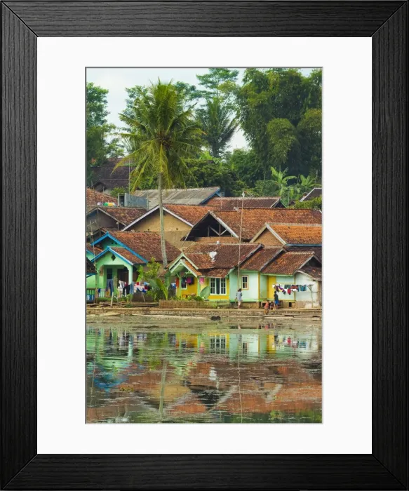 Framed Print : Traditional homes and Situ Cangkuang lake at this village known for its Hindu temple, Kampung Pulo, Garut, West Java, Indonesia, Southeast Asia, Asia Framed Print : Traditional homes and Situ Cangkuang lake at this village known for its Hindu temple, Kampung Pulo, Garut, West Java, Indonesia, Southeast Asia, Asia