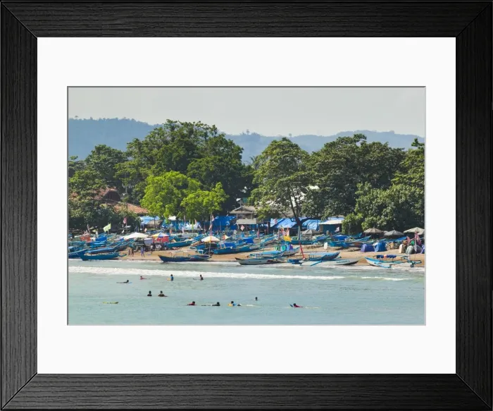 Framed Print : Outrigger fishing boats at the town beach of this major south coast resort, Pangandaran, West Java, Java, Indonesia, Southeast Asia, Asia Framed Print : Outrigger fishing boats at the town beach of this major south coast resort, Pangandaran, West Java, Java, Indonesia, Southeast Asia, Asia