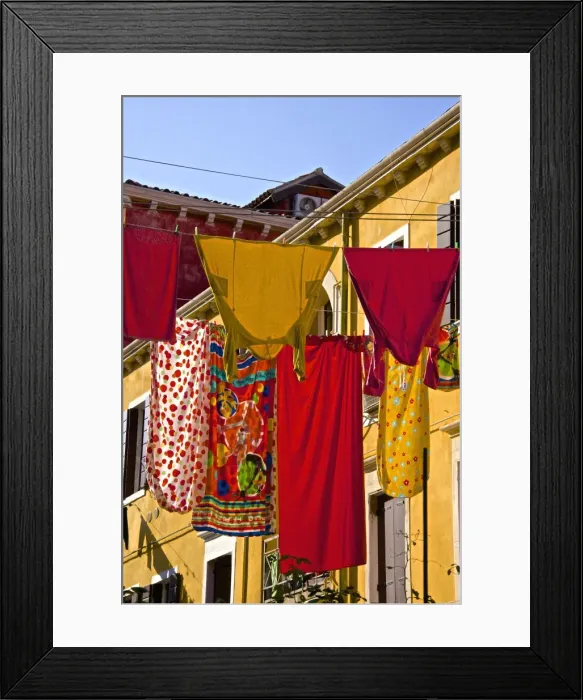 Framed Print : Washing day, laundry drying, Castello, Venice, UNESCO World Heritage Site, Veneto, Italy, Europe