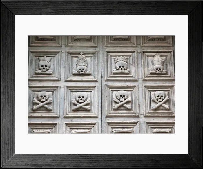 Framed Print : Door with skulls, Purgatory Church, in the Sassi area of Matera, Basilicata, Italy, Europe Framed Print : Door with skulls, Purgatory Church, in the Sassi area of Matera, Basilicata, Italy, Europe