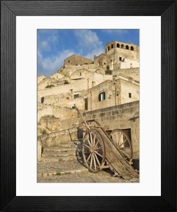 Framed Print : Old cart in the Sassi area of Matera, Basilicata, Italy, Europe