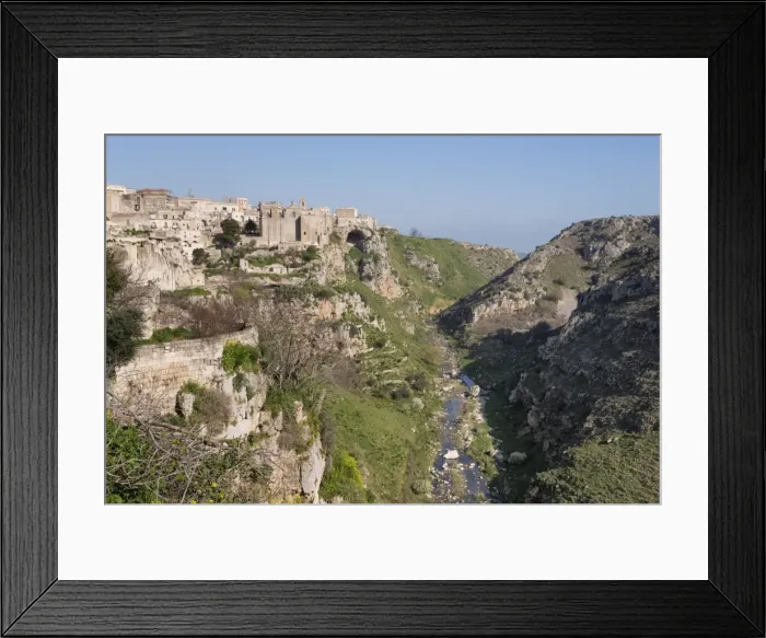 Framed Print : View of Sant Agostino Convent in the Sassi area of Matera and ravine, Basilicata, Italy, Europe Framed Print : View of Sant Agostino Convent in the Sassi area of Matera and ravine, Basilicata, Italy, Europe