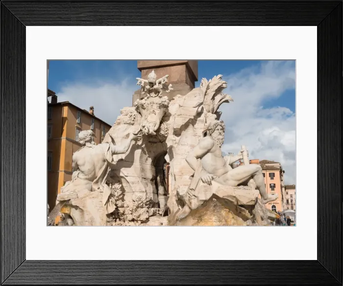 Framed Print : The Fountain of the four Rivers, Piazza Navona, Rome, Lazio, Italy, Europe