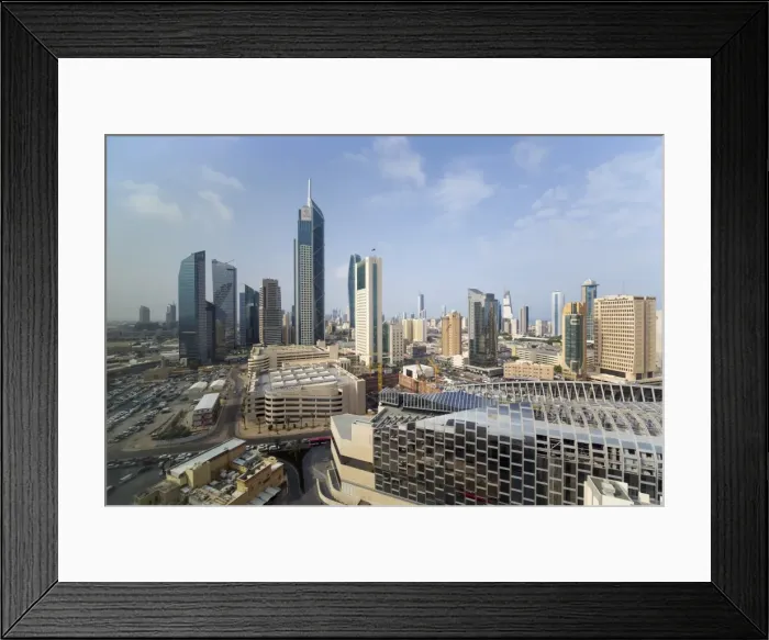 Framed Print : Elevated view of the modern city skyline and central business district, Kuwait City, Kuwait, Middle East Framed Print : Elevated view of the modern city skyline and central business district, Kuwait City, Kuwait, Middle East