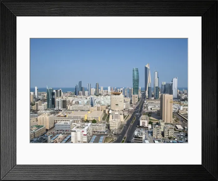 Framed Print : Elevated view of the modern city skyline and central business district, Kuwait City, Kuwait, Middle East Framed Print : Elevated view of the modern city skyline and central business district, Kuwait City, Kuwait, Middle East