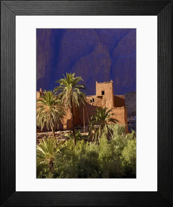 Framed Print : Road to Todra Gorge with oasis, Tinghir, Morocco, North Africa, Africa