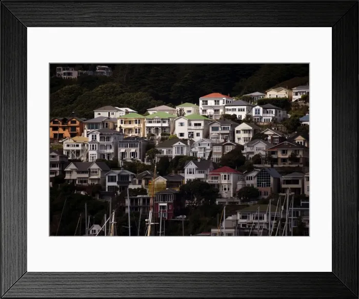 Framed Print : Houses on the northern slopes of Mount Victoria overlooking Oriental Bay, Wellington, North Island, New Zealand, Pacific Framed Print : Houses on the northern slopes of Mount Victoria overlooking Oriental Bay, Wellington, North Island, New Zealand, Pacific