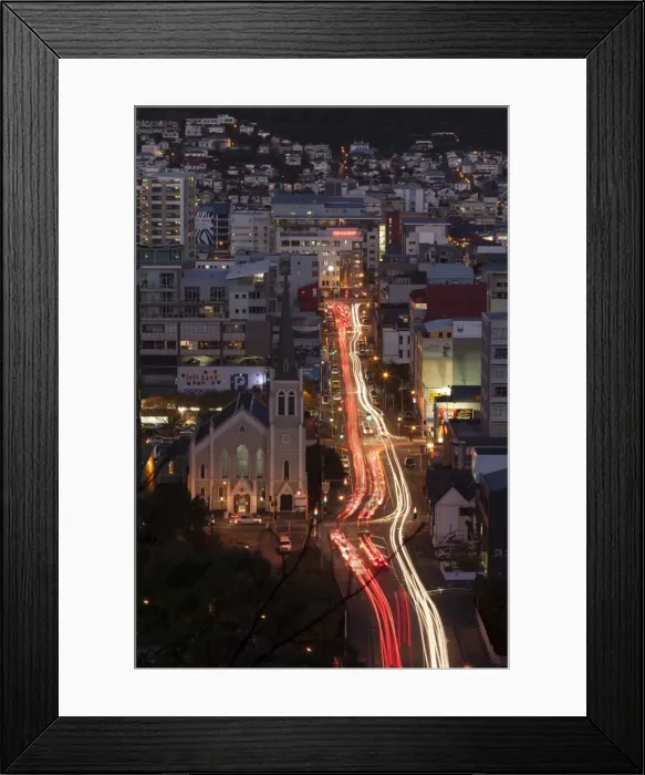 Framed Print : St. Peters on Willis Church and Ghuznee Street at night, Wellington, North Island, New Zealand, Pacific Framed Print : St. Peters on Willis Church and Ghuznee Street at night, Wellington, North Island, New Zealand, Pacific