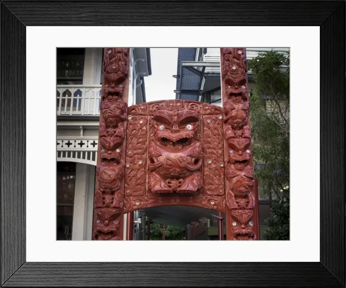 Framed Print : Carved gateway marking entrance to Te Herenga Waka Marae, Victoria University, Kelburn, Wellington, North Island, New Zealand, Pacific Framed Print : Carved gateway marking entrance to Te Herenga Waka Marae, Victoria University, Kelburn, Wellington, North Island, New Zealand, Pacific