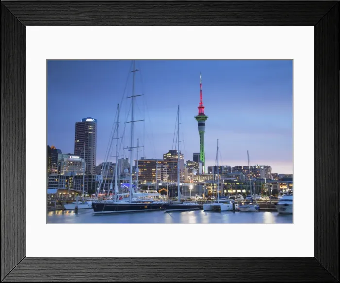 Framed Print : Viaduct Harbour and Sky Tower at dusk, Auckland, North Island, New Zealand, Pacific Framed Print : Viaduct Harbour and Sky Tower at dusk, Auckland, North Island, New Zealand, Pacific