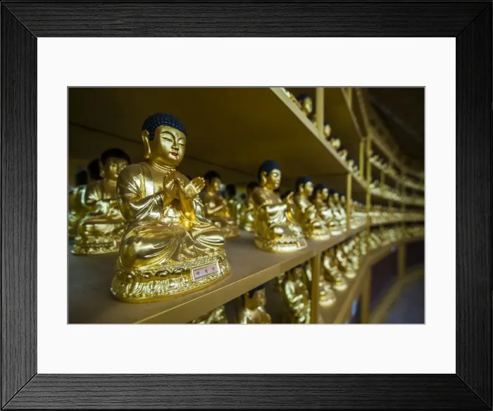 Framed Print : Buddha collection under the Golden Maitreya Statue, Beopjusa Temple Complex, South Korea, Asia