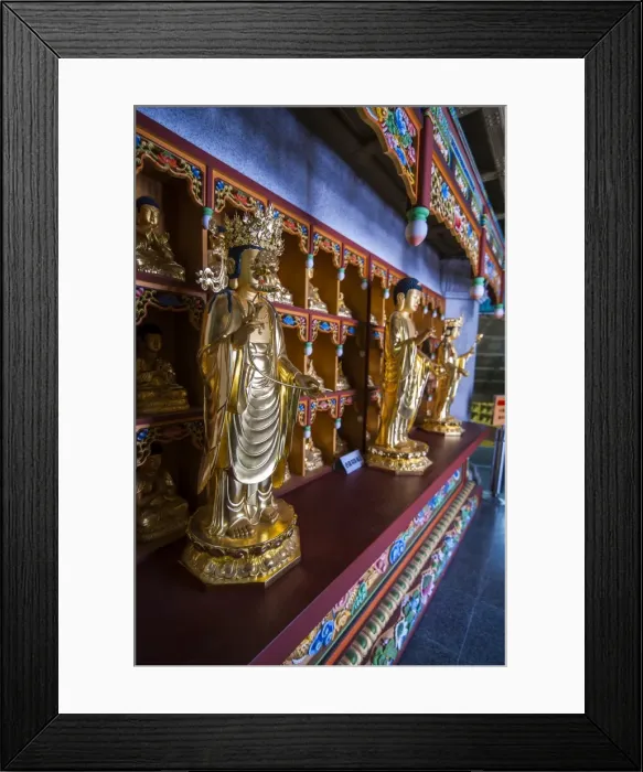 Framed Print : Buddha collection under the Golden Maitreya Statue, Beopjusa Temple Complex, South Korea, Asia Framed Print : Buddha collection under the Golden Maitreya Statue, Beopjusa Temple Complex, South Korea, Asia