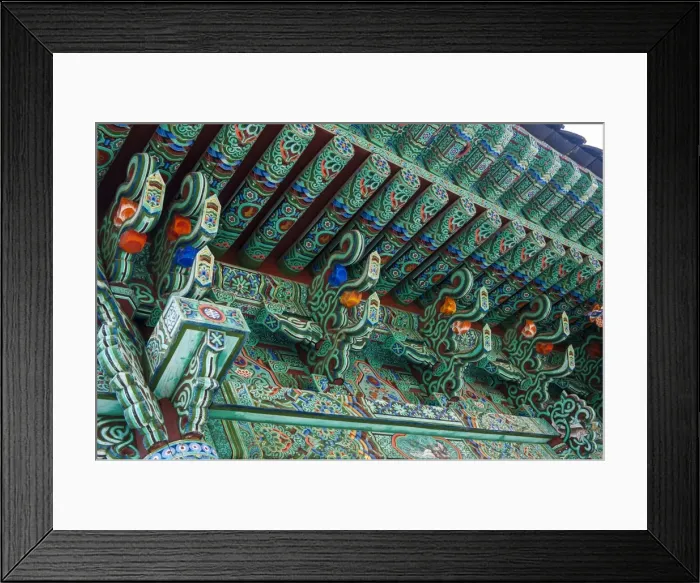Framed Print : Colourful painted ceiling, Beopjusa Temple Complex, South Korea, Asia
