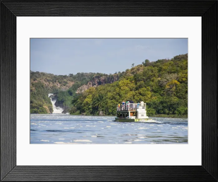 Framed Print : Tourist boat cruising the Nile in front of the Murchison Falls (Kabarega Falls) on the Nile, Murchison Falls National Park, Uganda, East Africa, Africa Framed Print : Tourist boat cruising the Nile in front of the Murchison Falls (Kabarega Falls) on the Nile, Murchison Falls National Park, Uganda, East Africa, Africa
