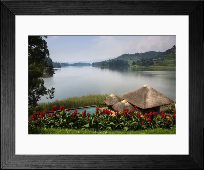 Framed Print : Pavilion and flowers at a viewpoint overlooking Lake Bunyonyi, Uganda, East Africa, Africa Framed Print : Pavilion and flowers at a viewpoint overlooking Lake Bunyonyi, Uganda, East Africa, Africa