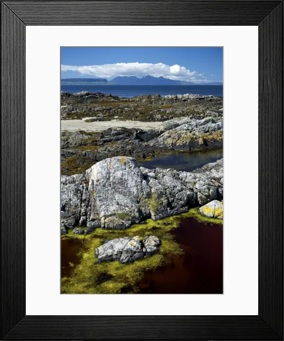 Framed Print : West coast of the Scottish Highlands with the Small Isles of Rhum and Eigg on the horizon, Scotland, United Kingdom, Europe Framed Print : West coast of the Scottish Highlands with the Small Isles of Rhum and Eigg on the horizon, Scotland, United Kingdom, Europe