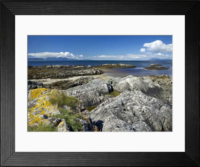 Framed Print : West coast of the Scottish Highlands looking west towards the Small Isles with Eigg and Rhum on the far left and the Isle of Skye to the right on the horizon, Scotland, United Kingdom, Europe Framed Print : West coast of the Scottish Highlands looking west towards the Small Isles with Eigg and Rhum on the far left and the Isle of Skye to the right on the horizon, Scotland, United Kingdom, Europe