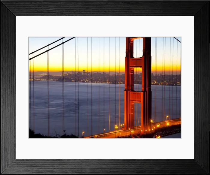 Framed Print : Golden Gate Bridge and San Francisco skyline at dawn, San Francisco, California, United States of America, North America Framed Print : Golden Gate Bridge and San Francisco skyline at dawn, San Francisco, California, United States of America, North America