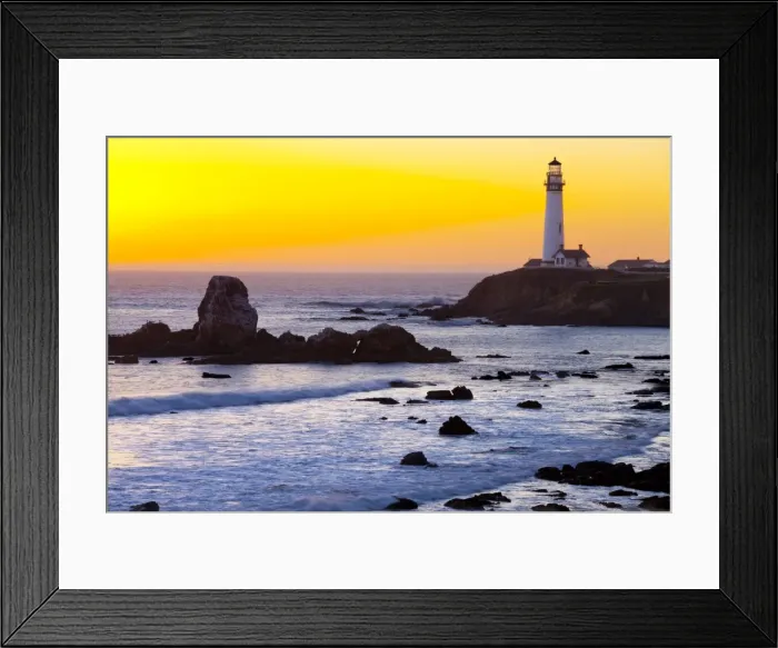 Framed Print : Pigeon Point Lighthouse at sunset, California, United States of America, North America