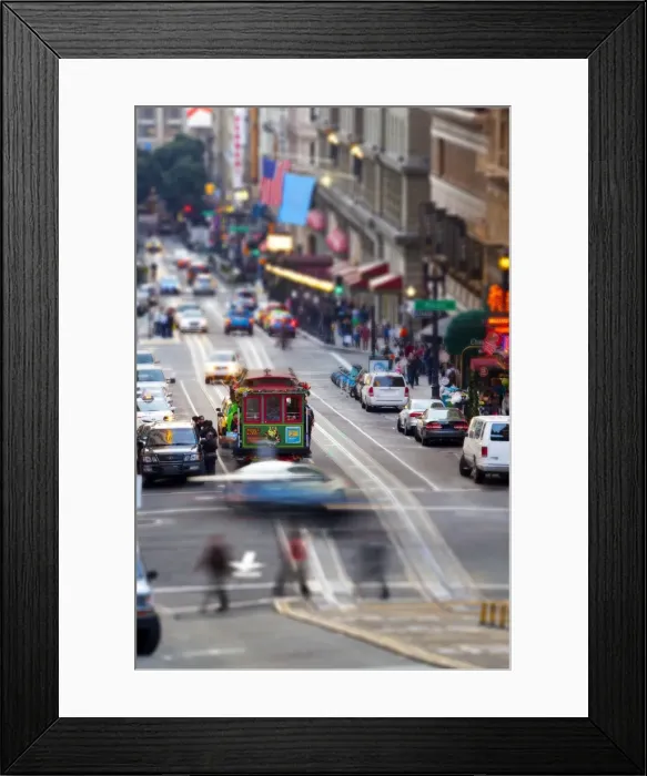 Framed Print : Historic street car and street scene, San Francisco, California, United States of America, North America Framed Print : Historic street car and street scene, San Francisco, California, United States of America, North America