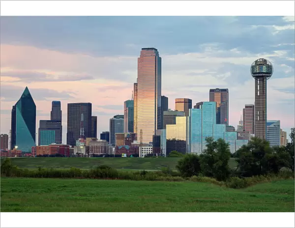 Dallas city skyline and the Reunion Tower, Texas, United States of America, North America