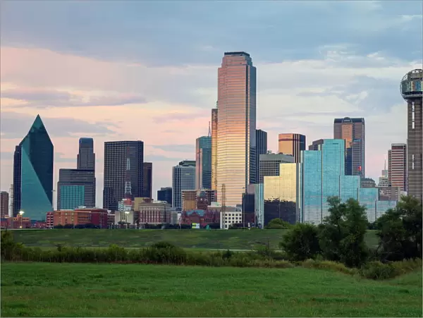 Dallas city skyline and the Reunion Tower, Texas, United States of America, North America