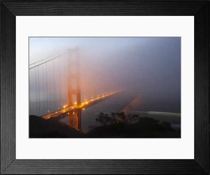 Framed Print : Golden Gate Bridge in dawn fog, San Francisco, California, United States of America, North America Framed Print : Golden Gate Bridge in dawn fog, San Francisco, California, United States of America, North America