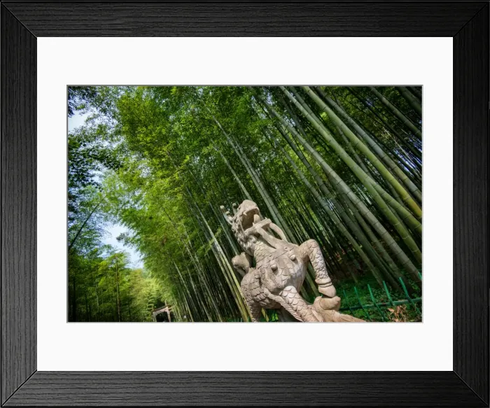 Framed Print : Stone Qi Ling statue, a mythical lion, at YunQi Bamboo Forest in Hangzhou, Zhejiang, China, Asia Framed Print : Stone Qi Ling statue, a mythical lion, at YunQi Bamboo Forest in Hangzhou, Zhejiang, China, Asia