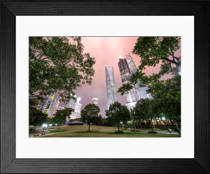 Framed Print : Lujiazui Central Park with Jin Mao Tower, Shanghai World Financial Center and Shanghai Tower under construction, at night, Shanghai, China, Asia Framed Print : Lujiazui Central Park with Jin Mao Tower, Shanghai World Financial Center and Shanghai Tower under construction, at night, Shanghai, China, Asia