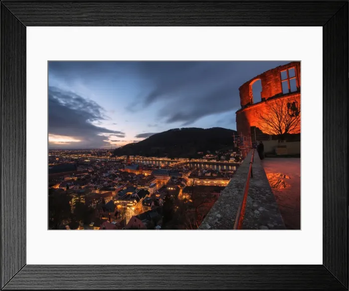 Framed Print : Heidelberg Altstadt and Castle ruins with Neckar River at night, Heiligenberg, Baden Wurttemberg, Germany, Europe Framed Print : Heidelberg Altstadt and Castle ruins with Neckar River at night, Heiligenberg, Baden Wurttemberg, Germany, Europe