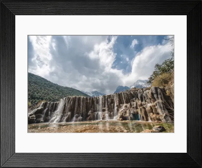 Framed Print : Waterfalls at Baishuihe, Lijiang, Yunnan, China, Asia Framed Print : Waterfalls at Baishuihe, Lijiang, Yunnan, China, Asia