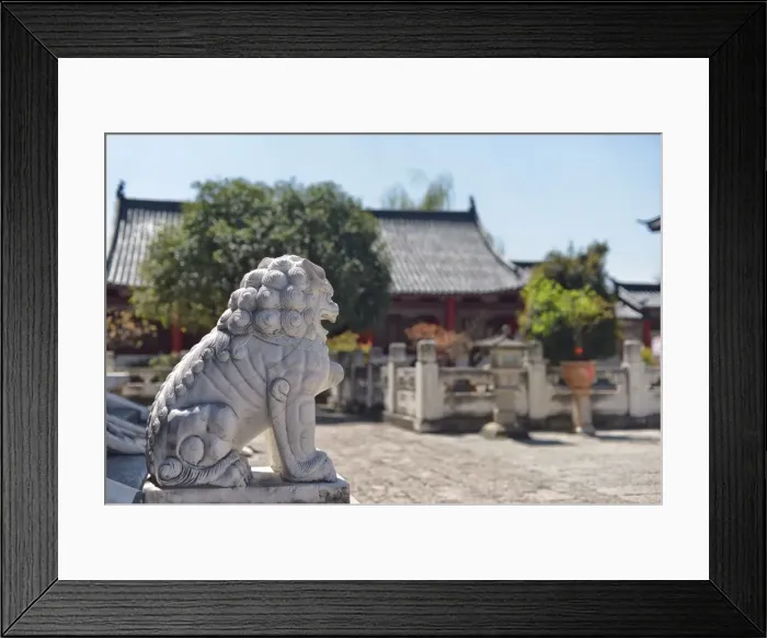 Framed Print : Stone lion in Mufu area, Lijiang, Yunnan, China, Asia Framed Print : Stone lion in Mufu area, Lijiang, Yunnan, China, Asia