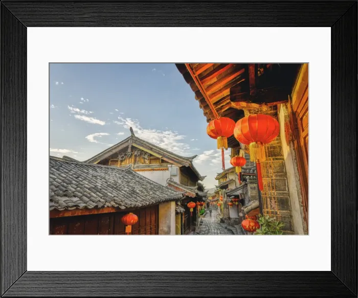 Framed Print : In the mornings, Lijiang is mostly sleeping and the stores are still closed, Lijiang, Yunnan, China, Asia Framed Print : In the mornings, Lijiang is mostly sleeping and the stores are still closed, Lijiang, Yunnan, China, Asia
